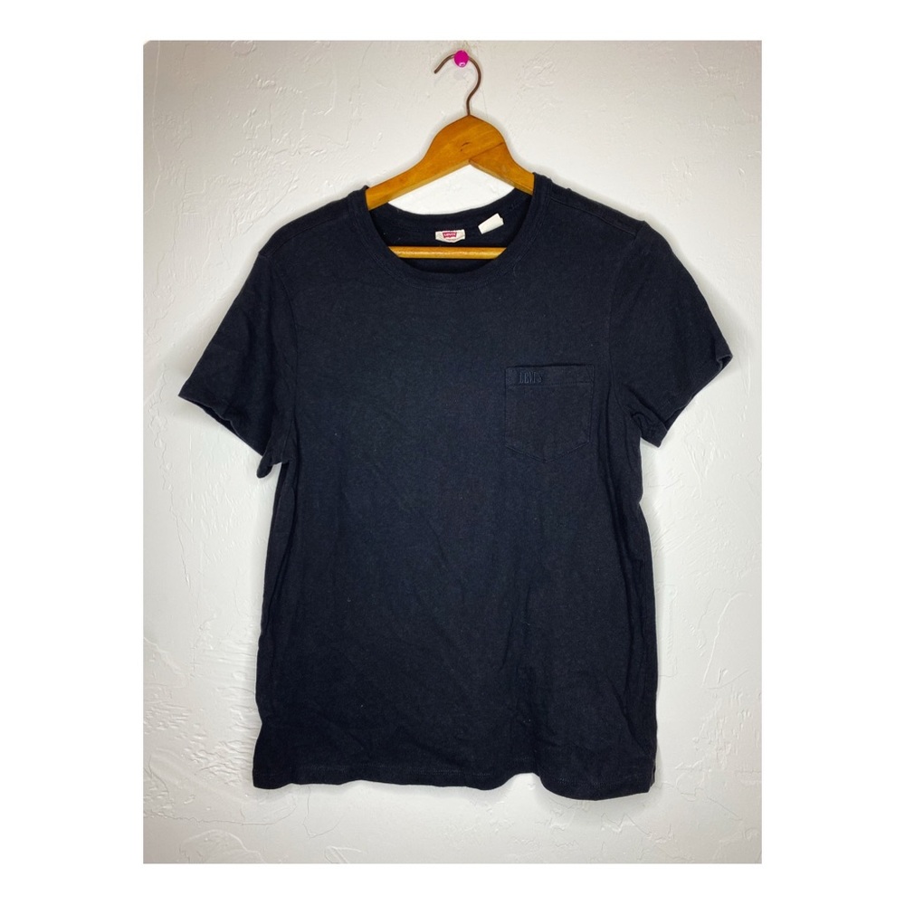 Levi’s crewneck short sleeve cotton shirt top black medium pocket